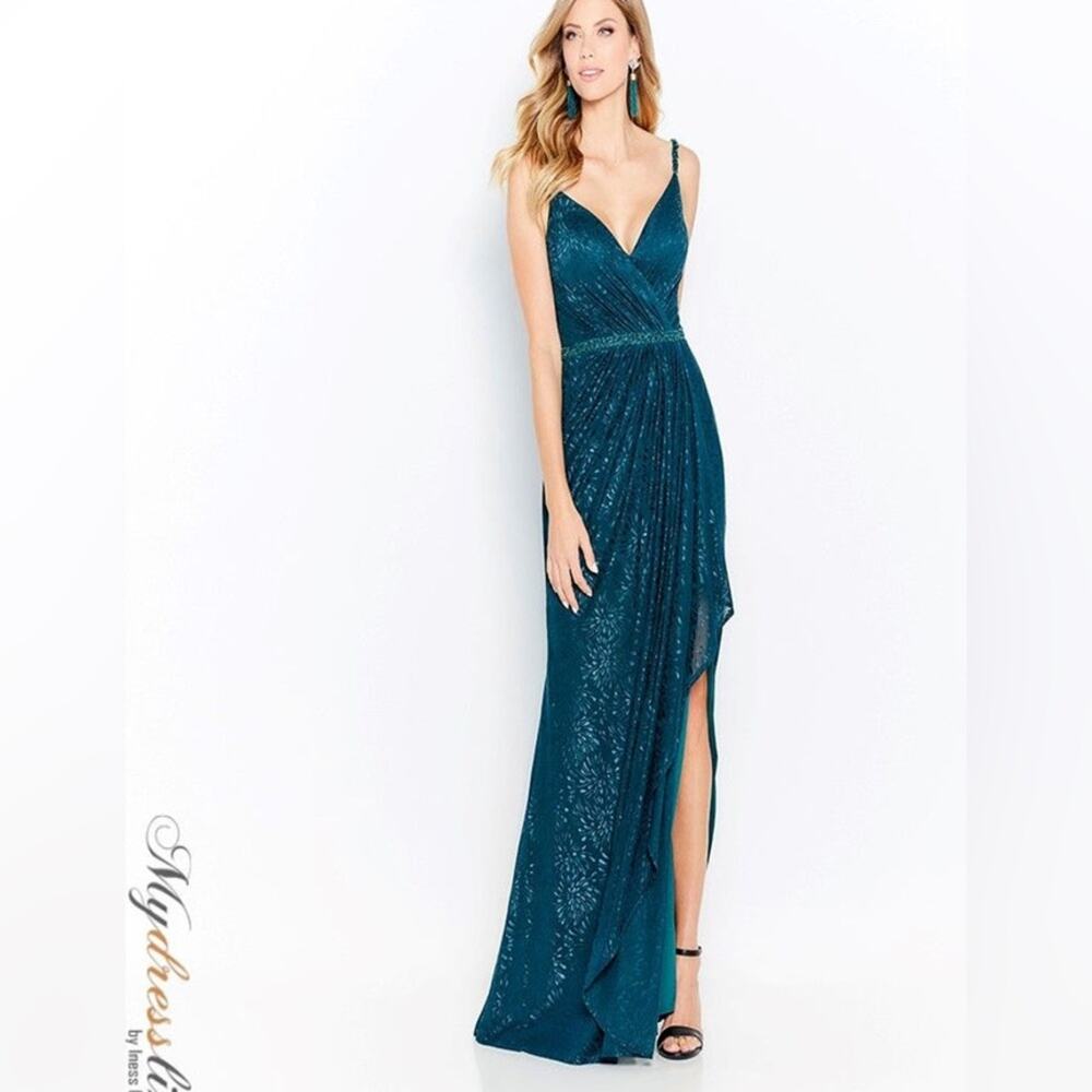 Cameron Blake 120607 Teal Beaded Formal Evening Gown 18W
